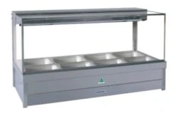 ROBAND Hot Food Display Bar Square Glass – 4 Bays 1355mm S24
