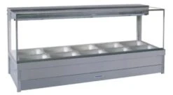 ROBAND Hot Food Display Bar Square Glass – 5 Bays 1680mm S25